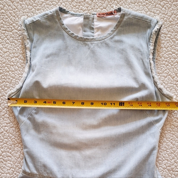 NWOT ACNE STUDIOS Sleeveless Draped Light Wash Denim Dress EU 36 US 4 Org $1,050 - Picture 12 of 16